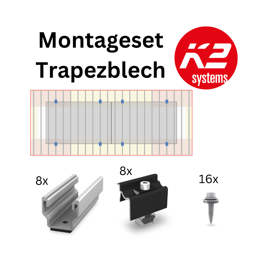 K2 Trapezblech Montageset Querformat f. 2 Module einzeln