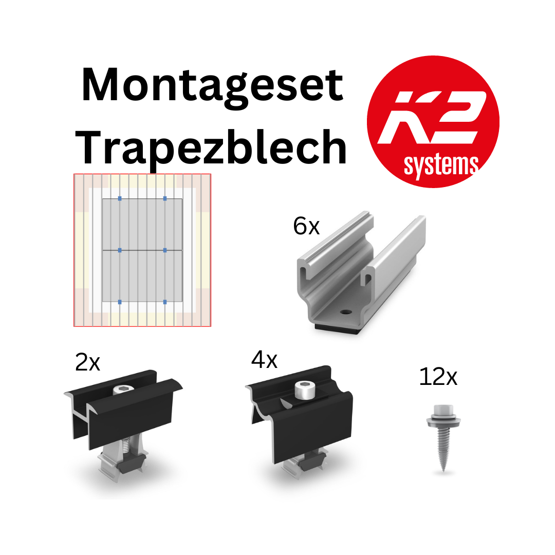 K2 Trapezblech Montageset Querformat f. 2 Module übereinander